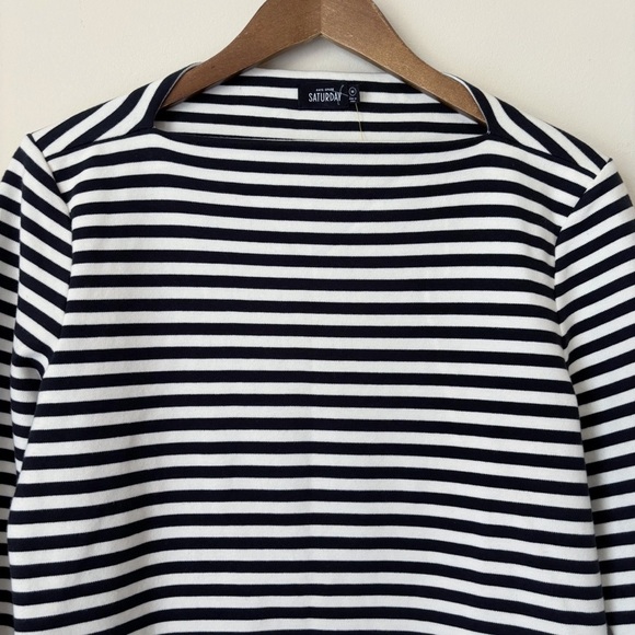 Kate Spade Saturday Striped Ponte Knit Dress Medium Black White NEW NWT - Picture 3 of 8